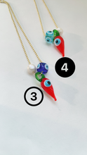 Load image into Gallery viewer, Chili evil eye necklaces