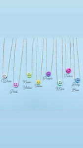 Smiley face gold chain necklace