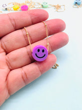 Load image into Gallery viewer, Smiley face gold chain necklace