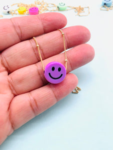 Smiley face gold chain necklace
