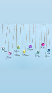 Smiley face gold chain necklace
