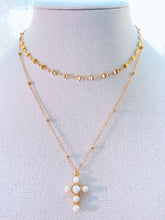 Load image into Gallery viewer, Pearl cross gold chain necklace