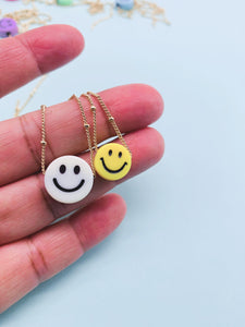 Smiley face gold chain necklace