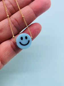Smiley face gold chain necklace
