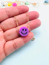 Load image into Gallery viewer, Smiley face gold chain necklace
