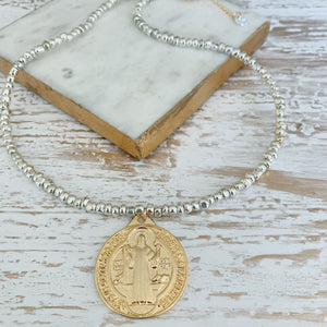 St Benedict medallion Beaded necklace