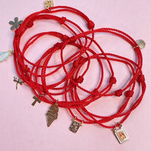 Load image into Gallery viewer, Red string set of 7 charm bracelets