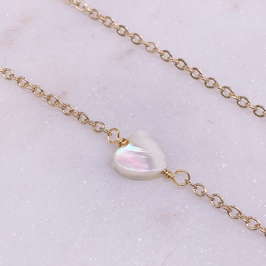 Mother of pearl gold filled necklaces