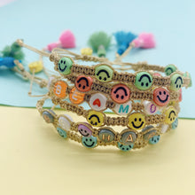 Load image into Gallery viewer, Smiley gold colors macrame bracelets