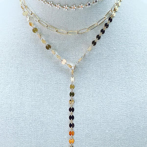 Lariat gold chain layer set