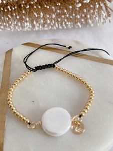 Gold beaded pearl bracelet