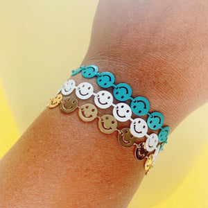 Smiley face enamel  chain bracelets