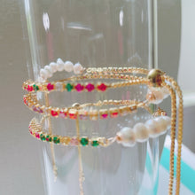 Load image into Gallery viewer, Tennis chain with pearl bracelets