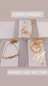 Custom name gold letters & pearls