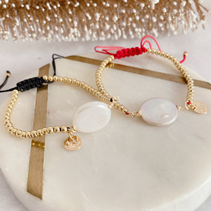 Gold beaded pearl bracelet