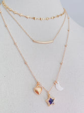 Load image into Gallery viewer, Ball Chain necklace with  star , gold heart &amp; white mini moon