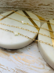 Mother of pearl gold filled necklaces