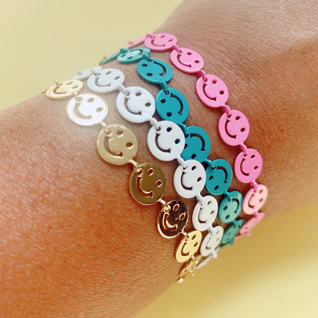 Smiley face enamel  chain bracelets