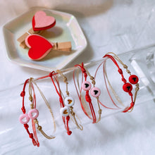 Load image into Gallery viewer, Beaded red string  heart bracelet
