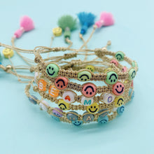 Load image into Gallery viewer, Smiley gold colors macrame bracelets