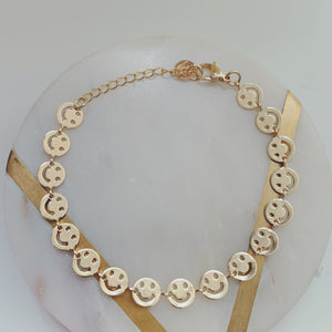 Smiley face enamel  chain bracelets