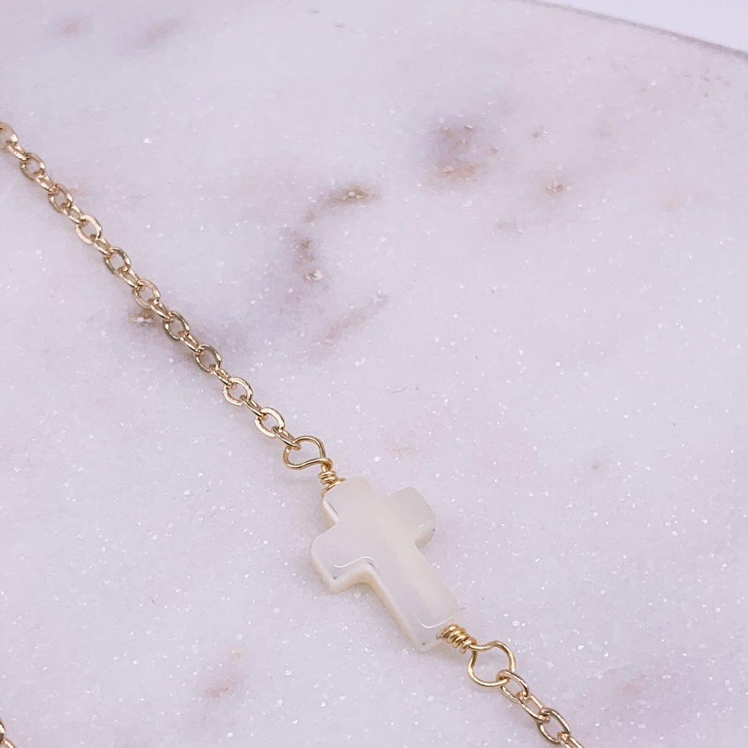 Mother of pearl gold filled necklaces