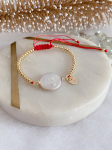 Gold beaded pearl bracelet