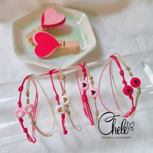 Load image into Gallery viewer, Beaded red string  heart bracelet