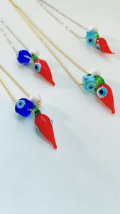 Chili evil eye necklaces