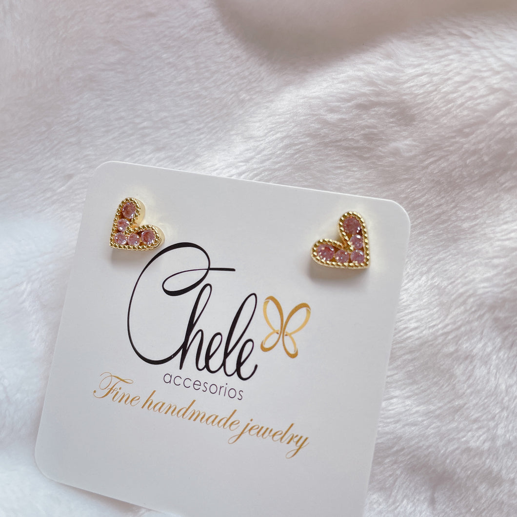 Microzirconia heart earrings