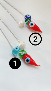 Chili evil eye necklaces