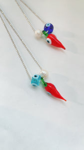 Chili evil eye necklaces