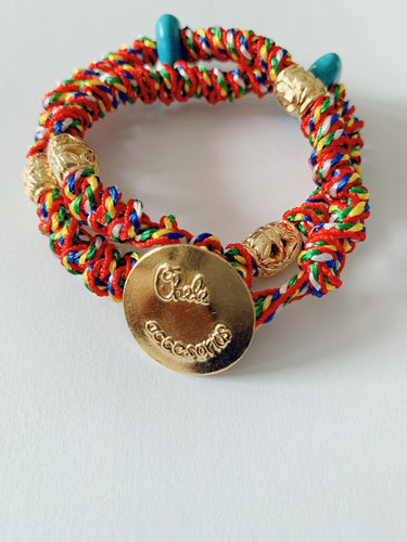 Brazaletes de cordon y piedras - Cheleaccesorios