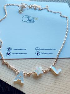 Shell name  or initial necklace - Cheleaccesorios